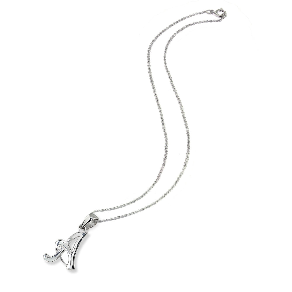 Sterling Silver A Letter Initial Alphabet Name Personalized 925 Silver Pendant Necklace-2