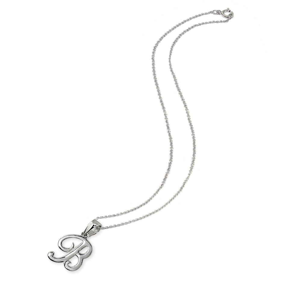Sterling Silver B Letter Initial Alphabet Name Personalized 925 Silver Pendant Necklace-2