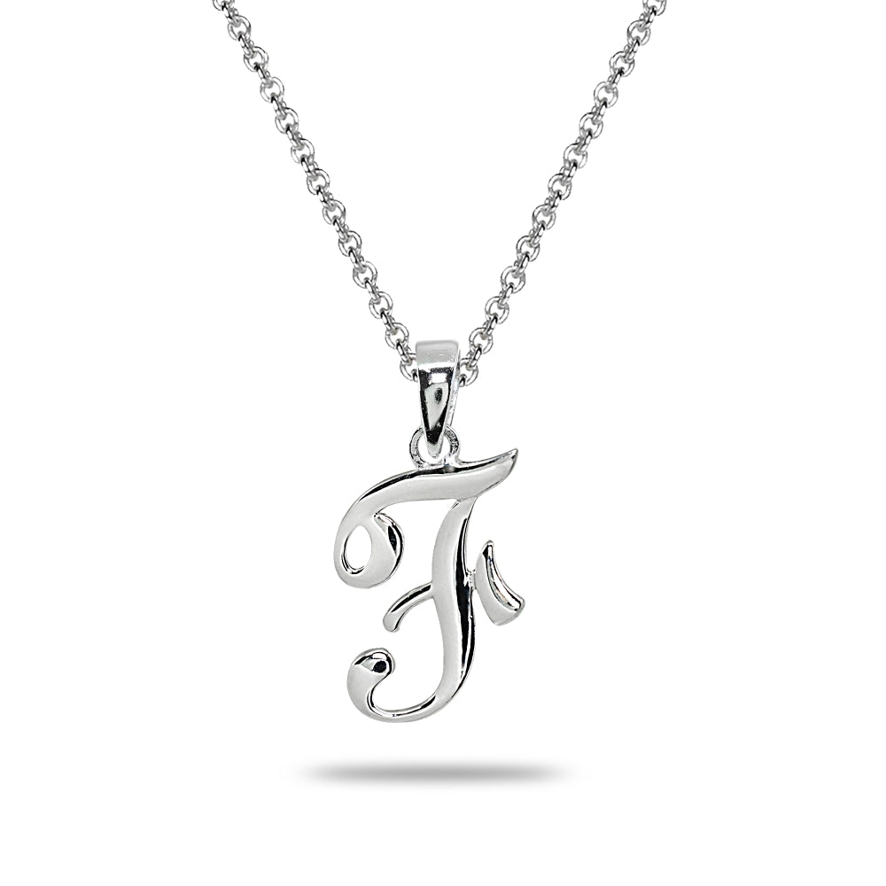 Sterling Silver F Letter Initial Alphabet Name Personalized 925 Silver Pendant Necklace