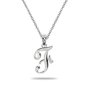 Sterling Silver F Letter Initial Alphabet Name Personalized 925 Silver Pendant Necklace