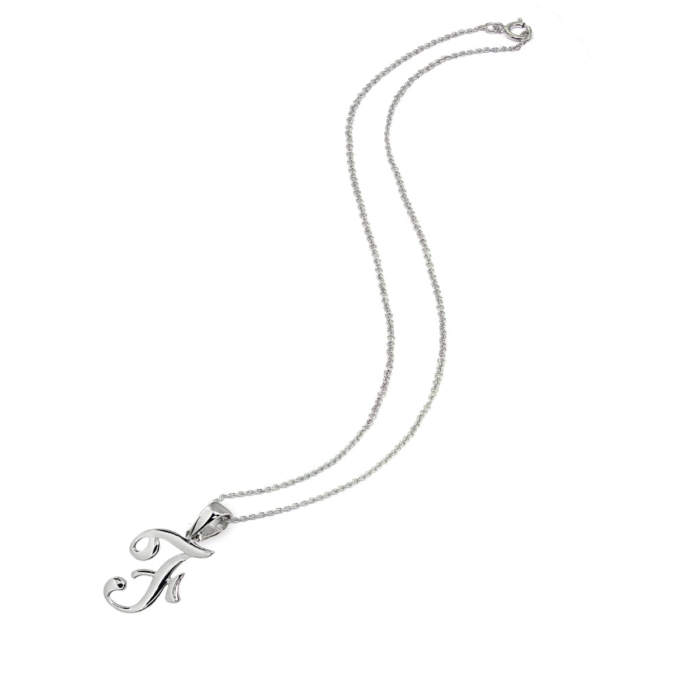 Sterling Silver F Letter Initial Alphabet Name Personalized 925 Silver Pendant Necklace-2