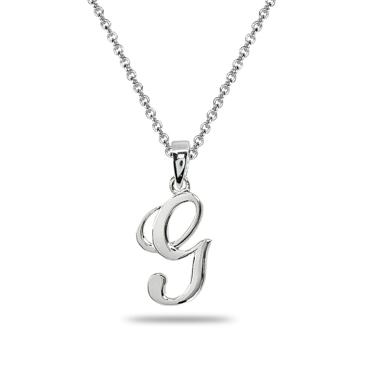 Sterling Silver G Letter Initial Alphabet Name Personalized 925 Silver Pendant Necklace