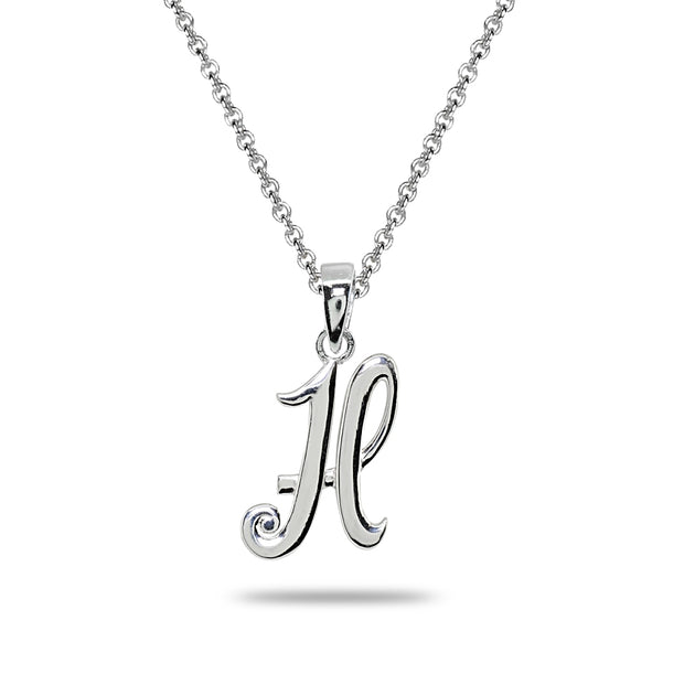 Sterling Silver H Letter Initial Alphabet Name Personalized 925 Silver Pendant Necklace
