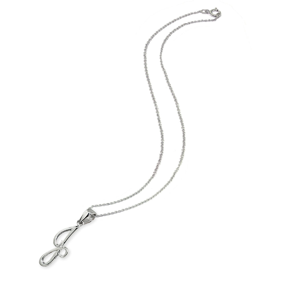 Sterling Silver J Letter Initial Alphabet Name Personalized 925 Silver Pendant Necklace-2