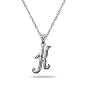 Sterling Silver K Letter Initial Alphabet Name Personalized 925 Silver Pendant Necklace
