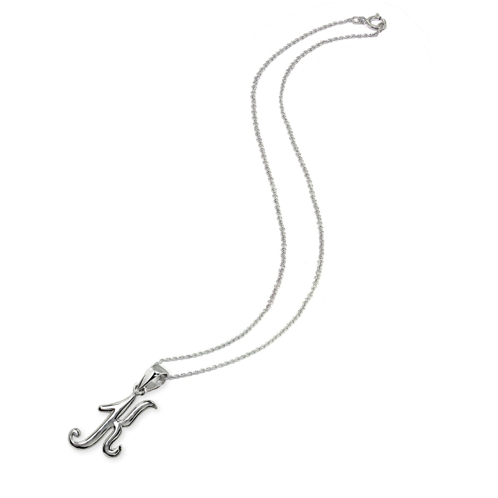 Sterling Silver K Letter Initial Alphabet Name Personalized 925 Silver Pendant Necklace-2