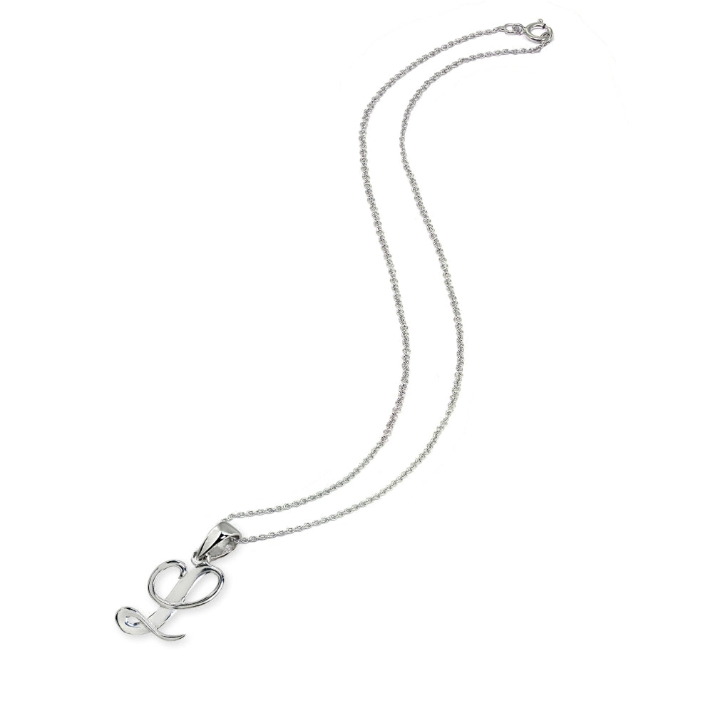 Sterling Silver L Letter Initial Alphabet Name Personalized 925 Silver Pendant Necklace-2