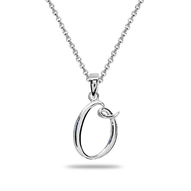 Sterling Silver O Letter Initial Alphabet Name Personalized 925 Silver Pendant Necklace