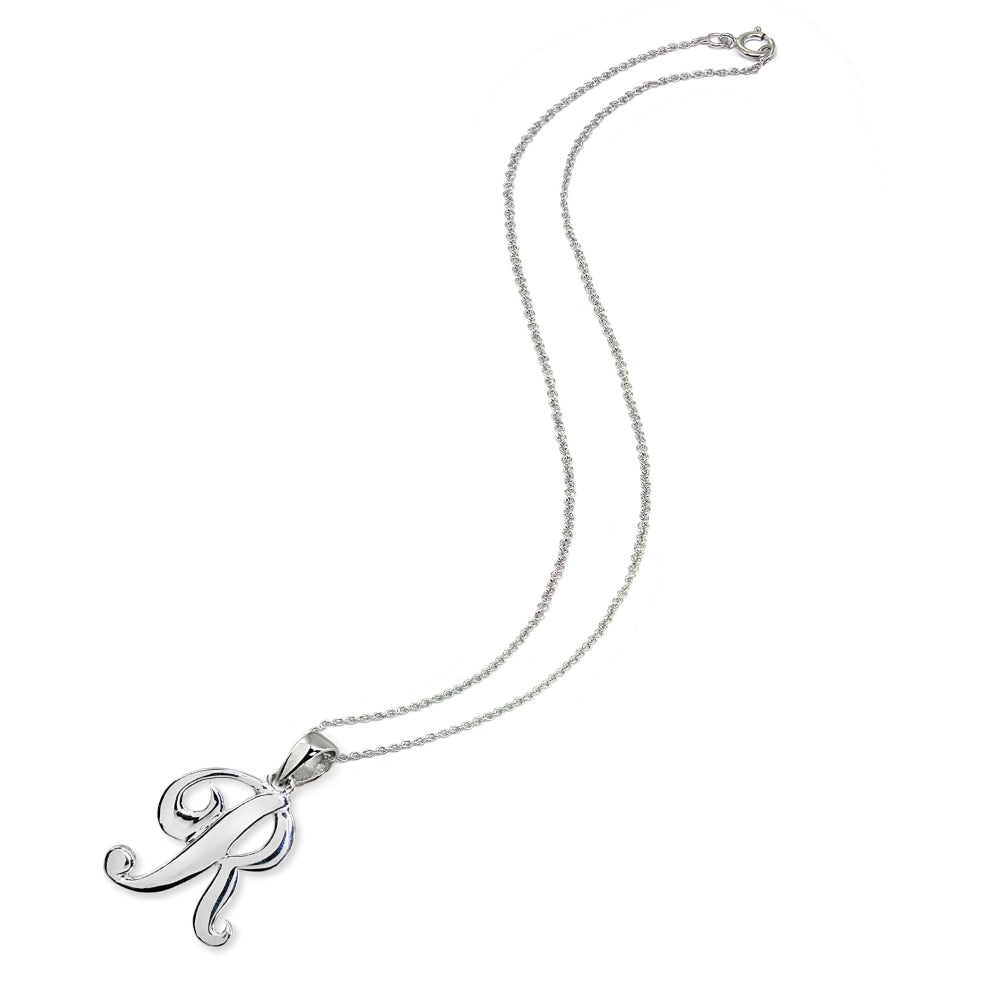 Sterling Silver R Letter Initial Alphabet Name Personalized 925 Silver Pendant Necklace-2