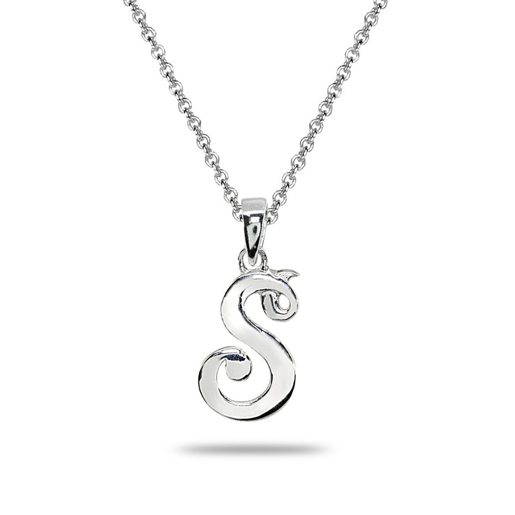 Sterling Silver S Letter Initial Alphabet Name Personalized 925 Silver Pendant Necklace