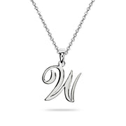 Sterling Silver W Letter Initial Alphabet Name Personalized 925 Silver Pendant Necklace