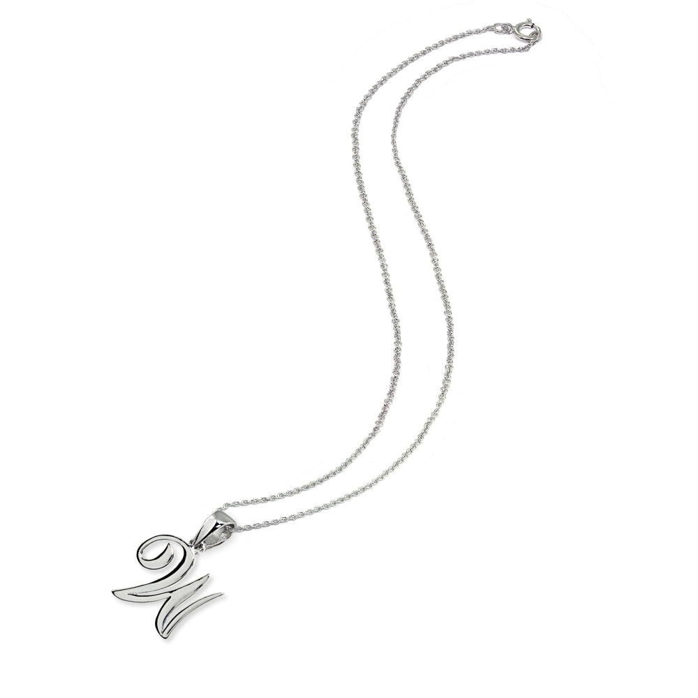 Sterling Silver W Letter Initial Alphabet Name Personalized 925 Silver Pendant Necklace-2