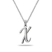 Sterling Silver X Letter Initial Alphabet Name Personalized 925 Silver Pendant Necklace
