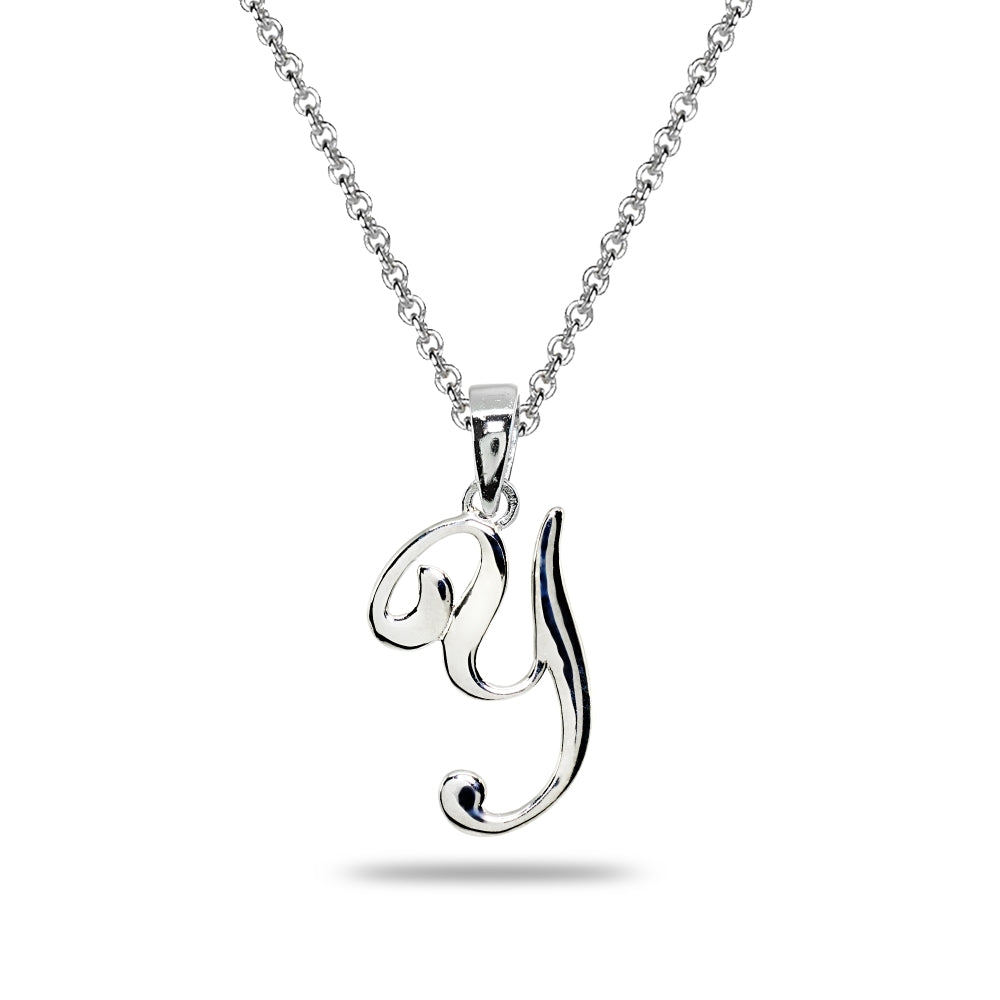 Sterling Silver Y Letter Initial Alphabet Name Personalized 925 Silver Pendant Necklace