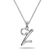 Sterling Silver Z Letter Initial Alphabet Name Personalized 925 Silver Pendant Necklace