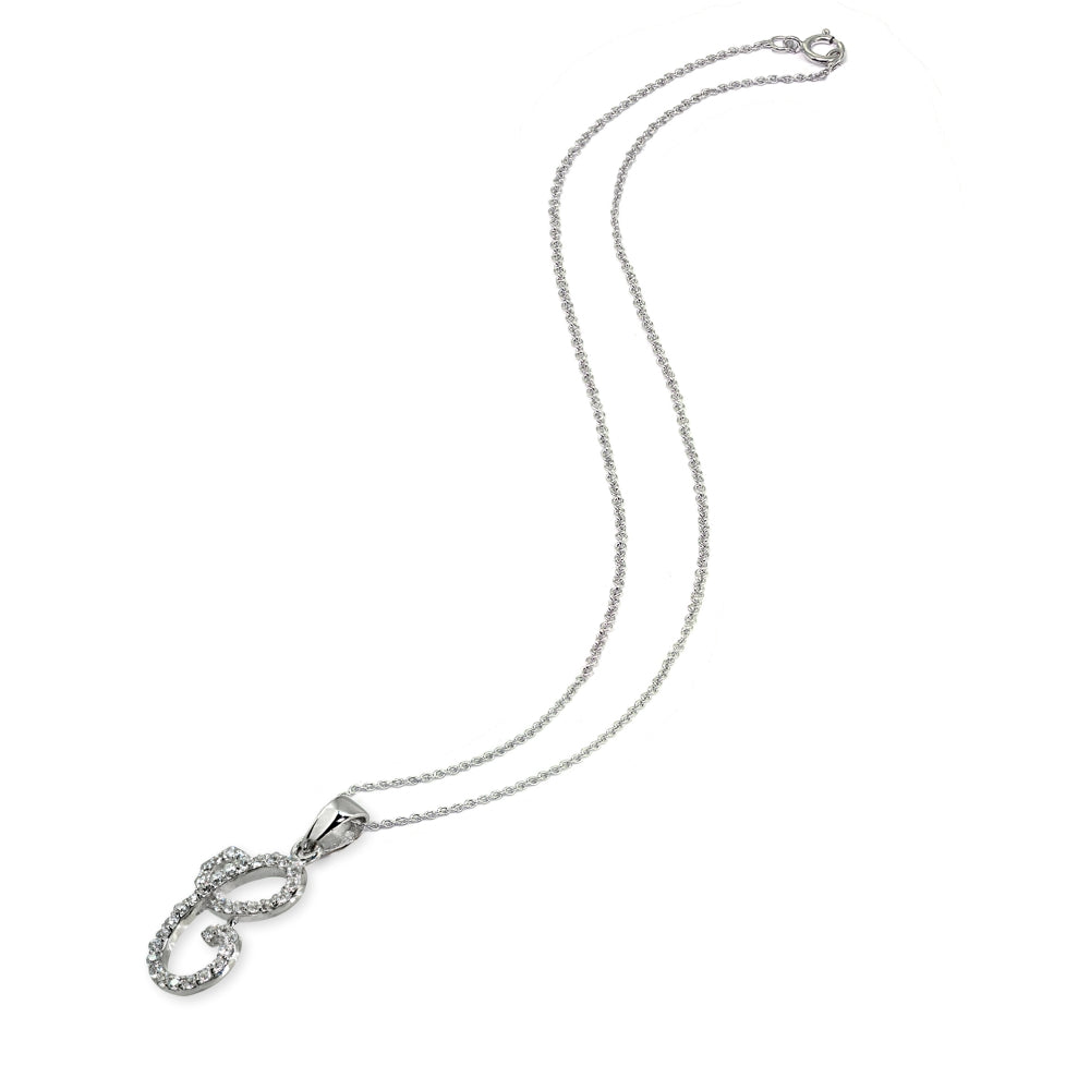 Sterling Silver Cubic Zirconia C Letter Initial Alphabet Name Personalized  Pendant Necklace-2