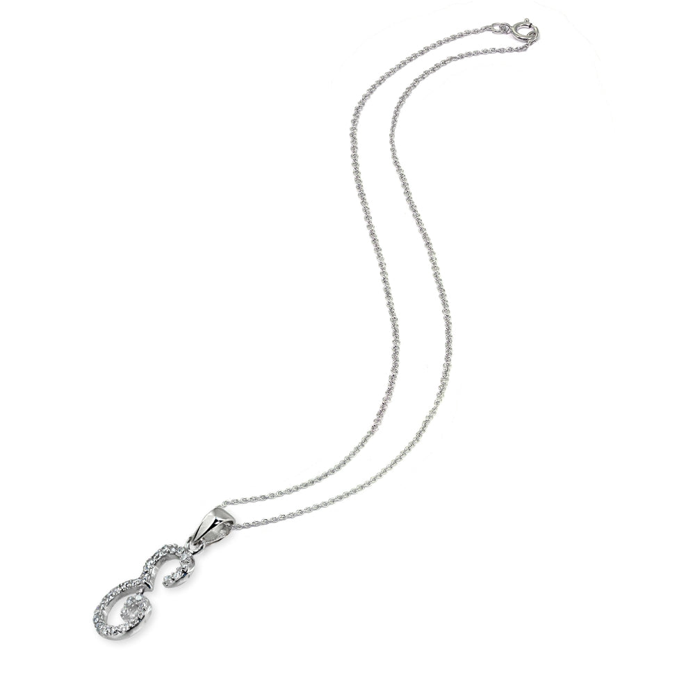 Sterling Silver Cubic Zirconia E Letter Initial Alphabet Name Personalized  Pendant Necklace-2