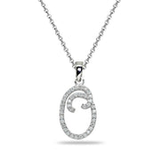 Sterling Silver Cubic Zirconia O Letter Initial Alphabet Name Personalized  Pendant Necklace