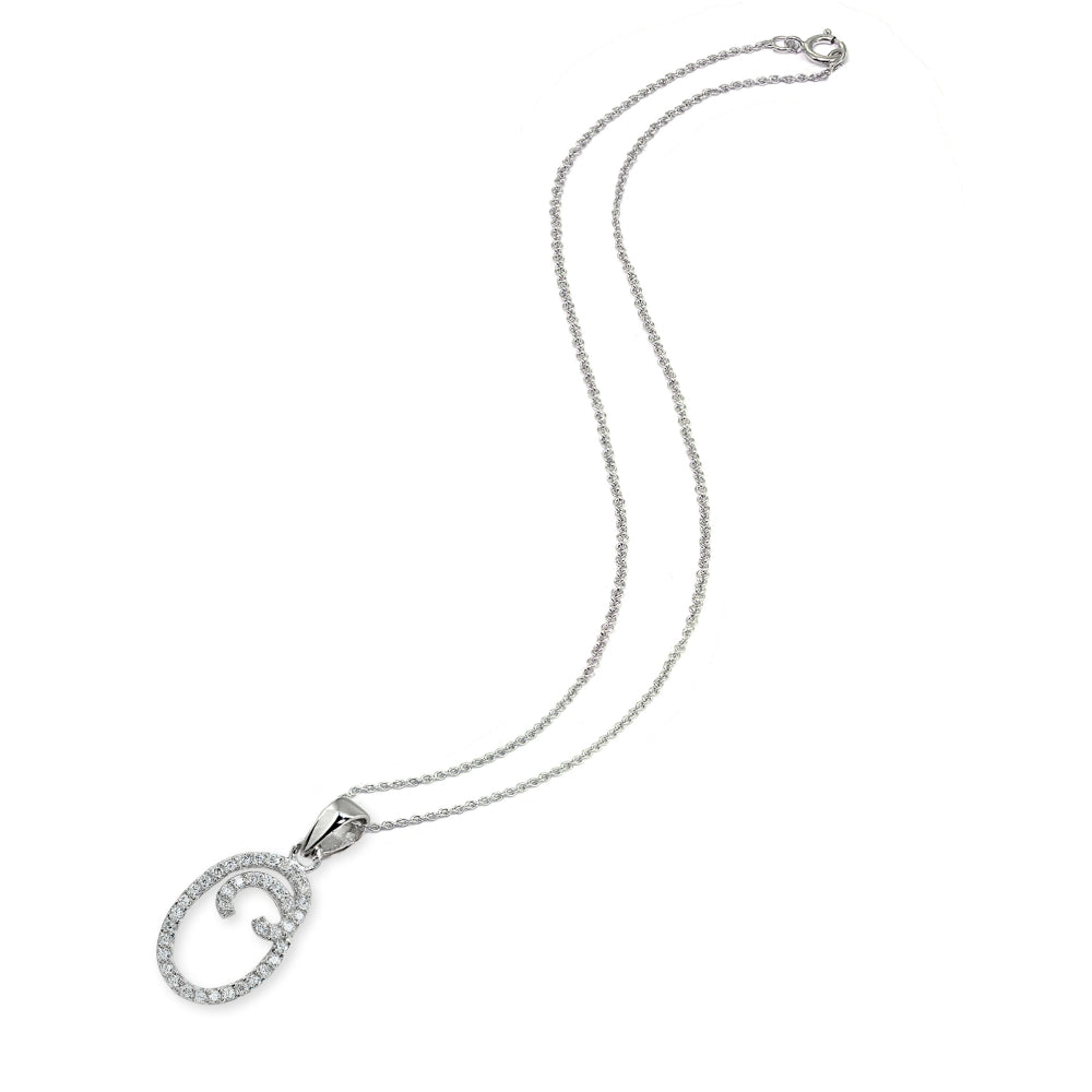Sterling Silver Cubic Zirconia O Letter Initial Alphabet Name Personalized  Pendant Necklace-2