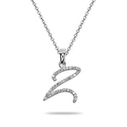 Sterling Silver Cubic Zirconia Z Letter Initial Alphabet Name Personalized  Pendant Necklace