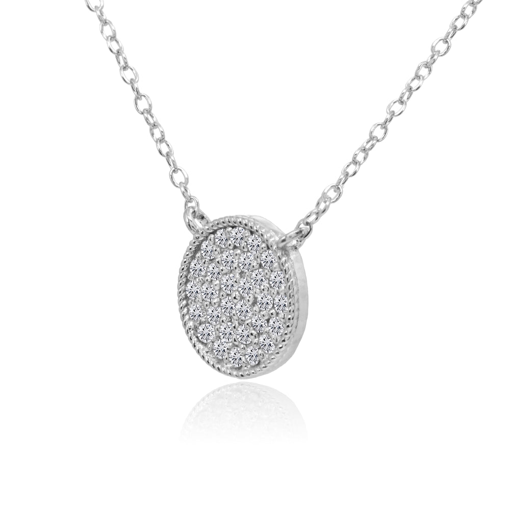 Sterling Silver Cubic Zirconia Round Polished Disc 11mm Small Circle Necklace-2