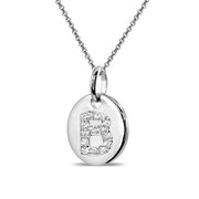 Sterling Silver B Letter CZ Initial Alphabet Name Personalized Pendant Necklace, 15” + Extender