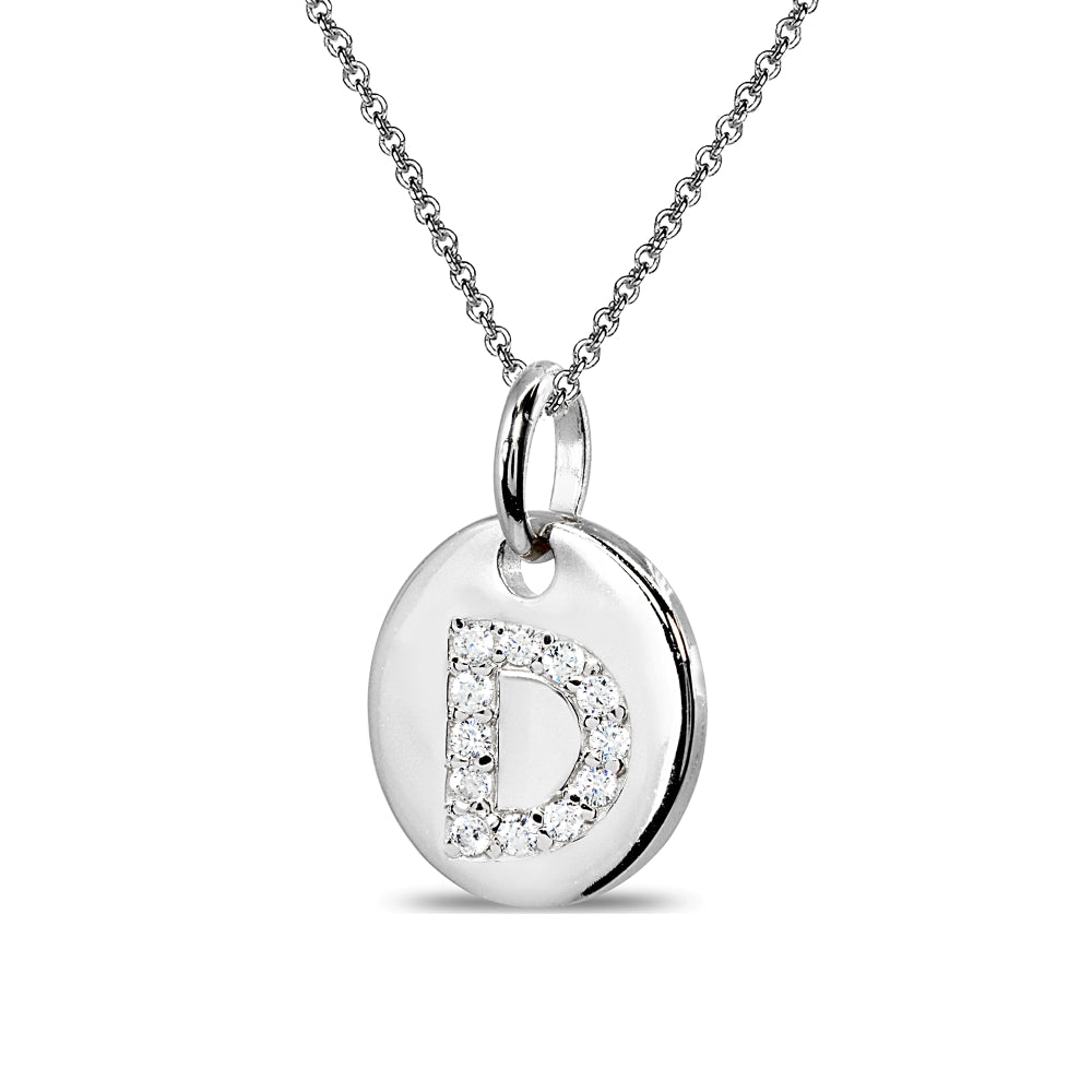 Sterling Silver D Letter CZ Initial Alphabet Name Personalized Pendant Necklace, 15” + Extender-2