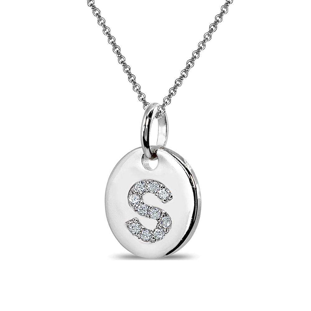 Sterling Silver S Letter CZ Initial Alphabet Name Personalized Pendant Necklace, 15” + Extender-2