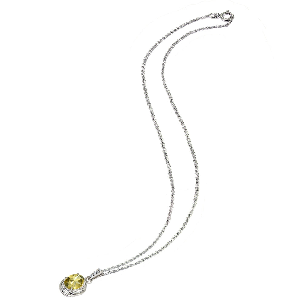 Sterling Silver Citrine & Cubic Zirconia 8x6mm Oval Love Knot Pendant Necklace-3