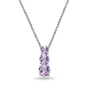 Sterling Silver Amethyst Round 3-Stone Journey Slide Pendant Necklace