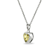 Sterling Silver Citrine 7mm Heart Bezel-Set Dainty Pendant Necklace