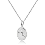 Sterling Silver Polished Dolphin Animal Medallion Coin Round Pendant Necklace