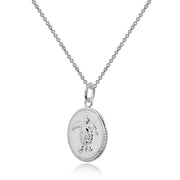 Sterling Silver Polished Sea Turtle Medallion Coin Round Pendant Necklace