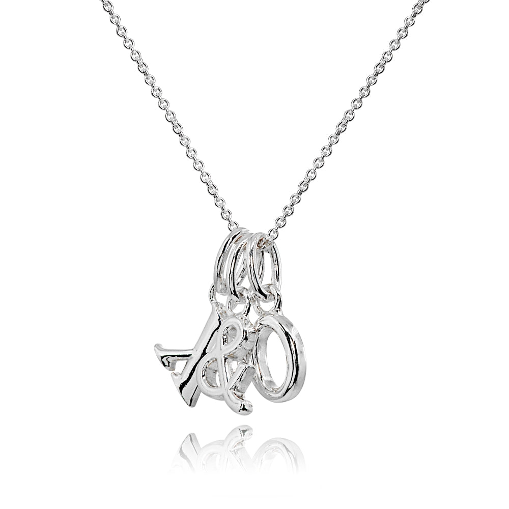 Sterling Silver Polished X&O Hugs and Kisses Charm Pendant Necklace-2