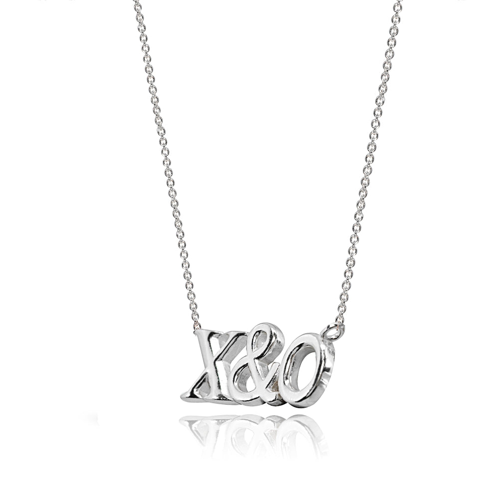 Sterling Silver Polished X&O Hugs and Kisses Necklace-2