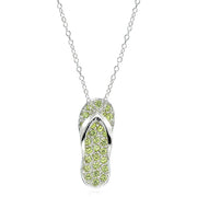 Sterling Silver Created Peridot Flip-Flop Beach Sandal Necklace