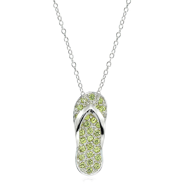 Sterling Silver Created Peridot Flip-Flop Beach Sandal Necklace