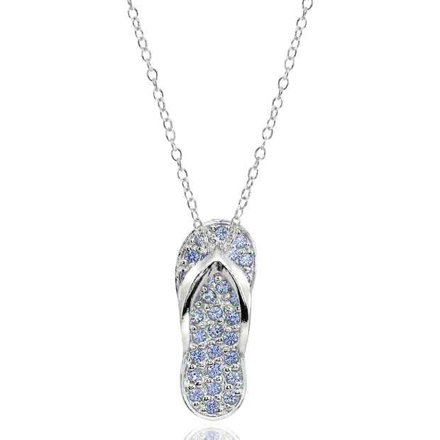 Sterling Silver Created Tanzanite Flip-Flop Beach Sandal Necklace