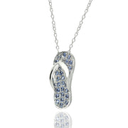 Sterling Silver Created Tanzanite Flip-Flop Beach Sandal Necklace