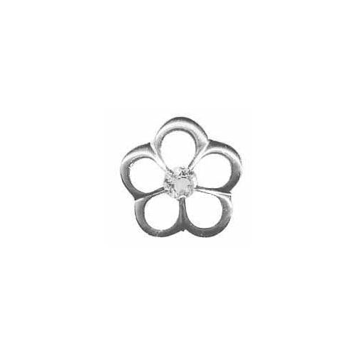 Sterling Silver CZ Flower Slide Pendant