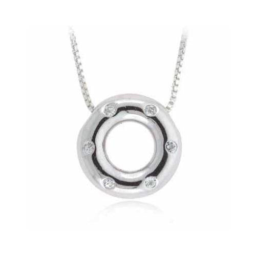 Sterling Silver Created Diamond CZ Confetti Circle Pendant
