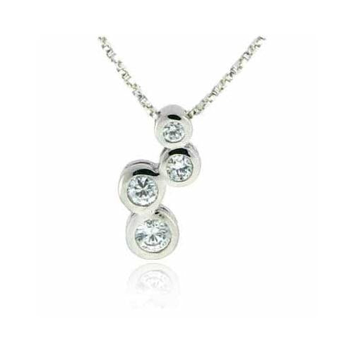 Sterling Silver Designer Created Diamond CZ Bubble Pendant