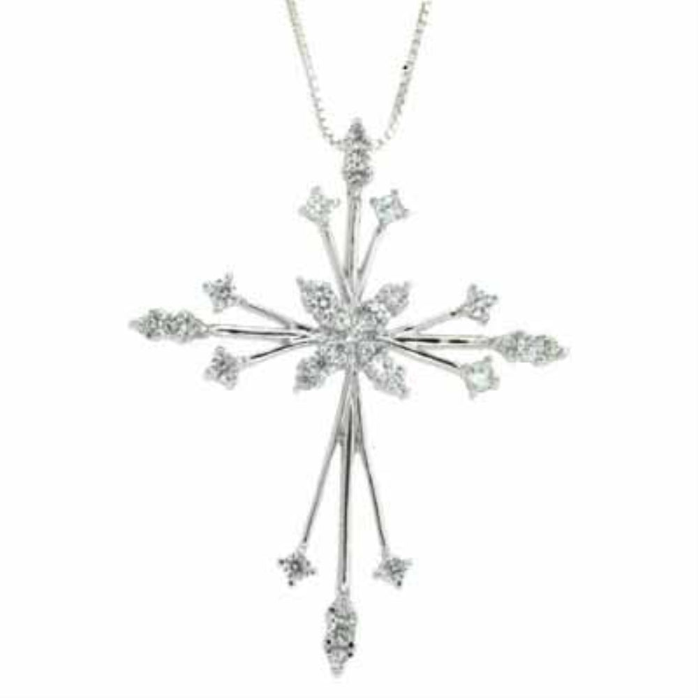 Sterling Silver CZ Elegant Cross Pendant