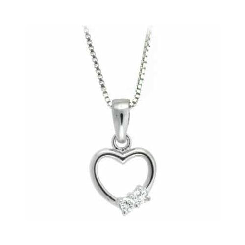 Sterling Silver CZ Designer Inspired Open Heart Pendant
