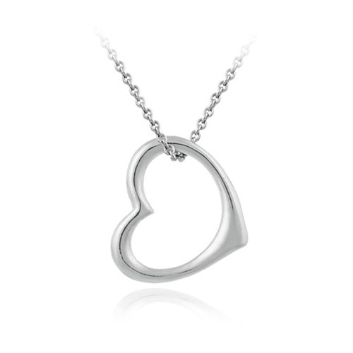 Designer Open Floating Heart Sleek Sterling Silver Pendant