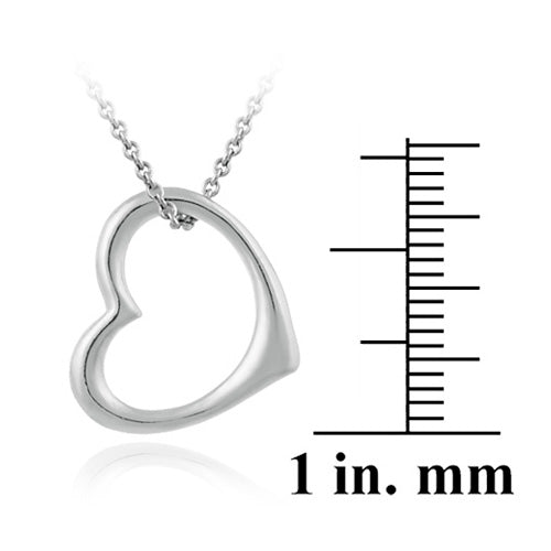 Designer Open Floating Heart Sleek Sterling Silver Pendant-3