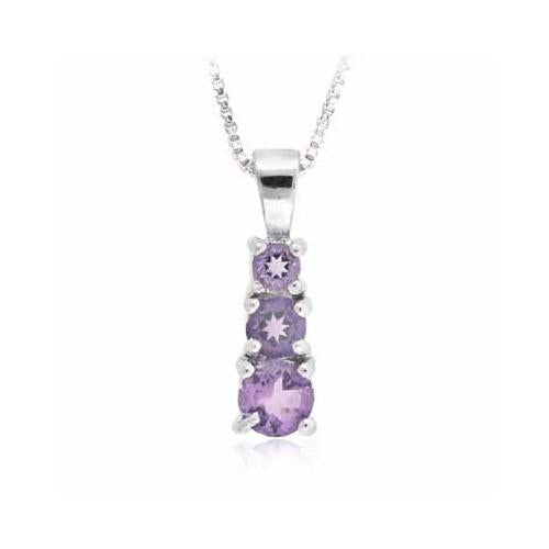 Sterling Silver Past Present and Future Genuine Amethyst Pendant