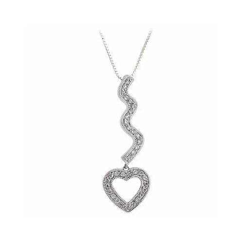 Sterling Silver CZ Swirl Open Heart Slide Pendant
