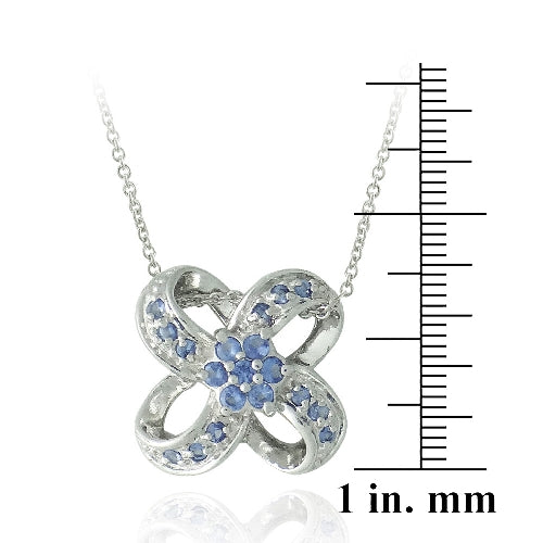Sterling Silver Tanzanite CZ  Pinwheel Flower Pendant-3