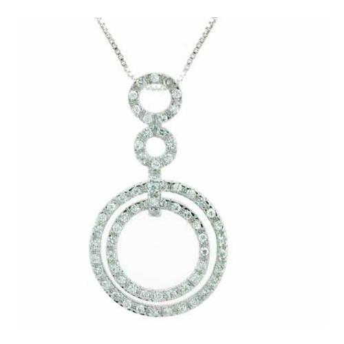 Sterling Silver CZ Double Circle Eternity Celebrity-Inspired Pendant